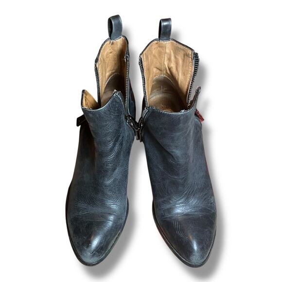 Jeffrey Campbell Black Leather Ankle Booties 8.5 Zip Chunky Heel Boots - Picture 2 of 8